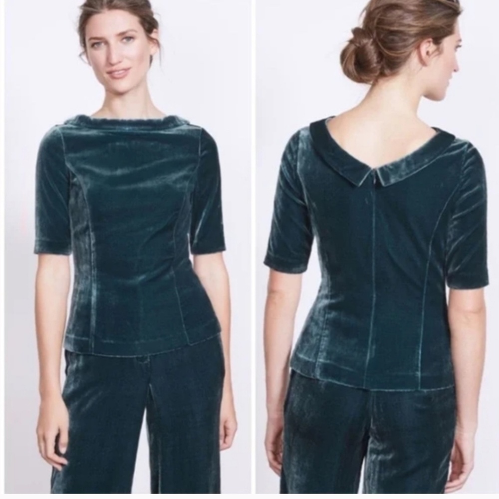 EUC Boden Martha velvet back zip top M 8